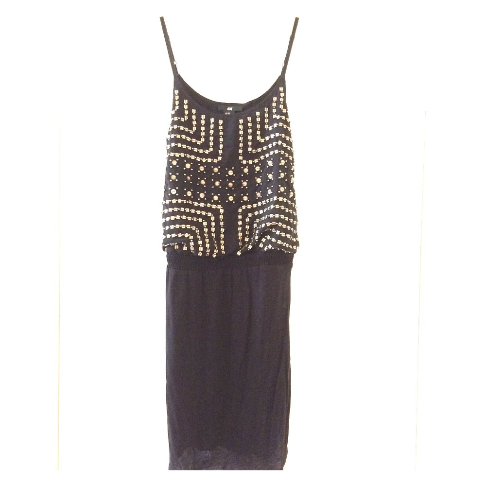 H&M Little Black Dress - Gold Details Size XS NWT